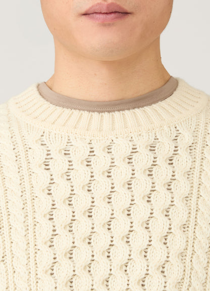 Mens Cable Knit Jumper In Ecru Mjum8286 Whcr