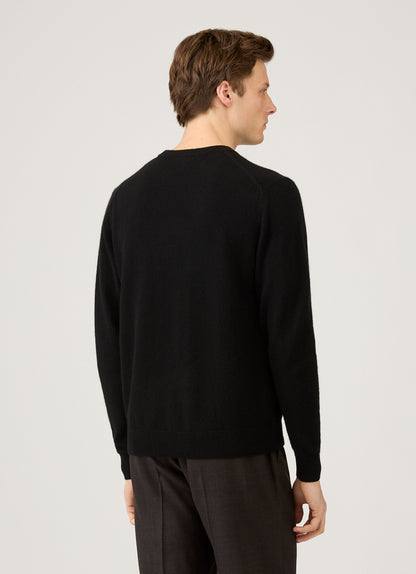 Mens Cashmere Crew Neck Jumper In Black Mjum8291 Bkaa