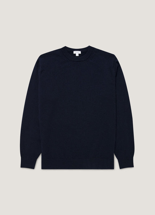Mens Cashmere Crew Neck Jumper In Navy Mjum8291 Buaa