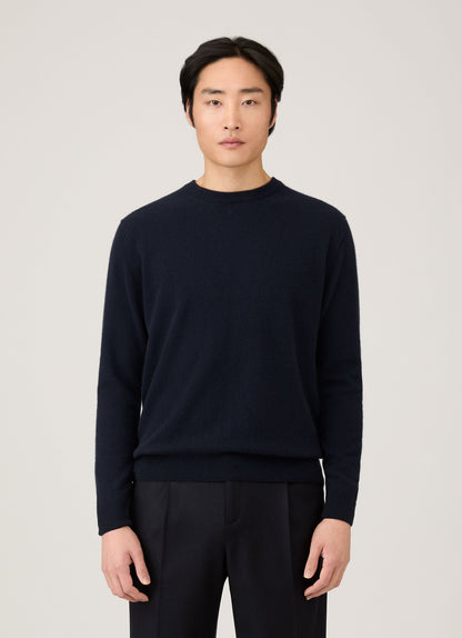 Mens Cashmere Crew Neck Jumper In Navy Mjum8291 Buaa