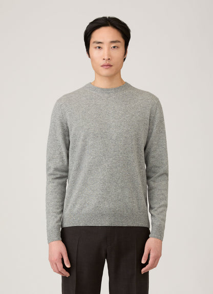 Mens Cashmere Crew Neck Jumper In Grey Melange Mjum8291 Gyaa