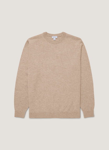 Mens Cashmere Crew Neck Jumper In Oatmeal Melange Mjum8291 Whao