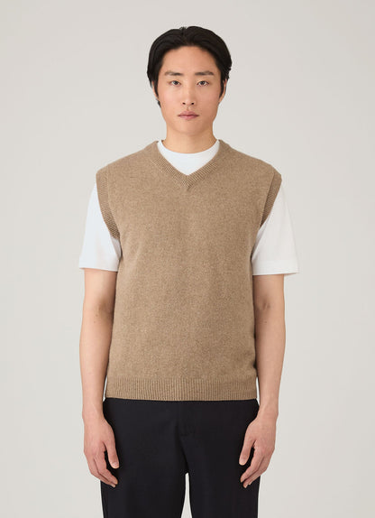 Mens Lambswool Vest In Sandstone Mjum8295 Brfc