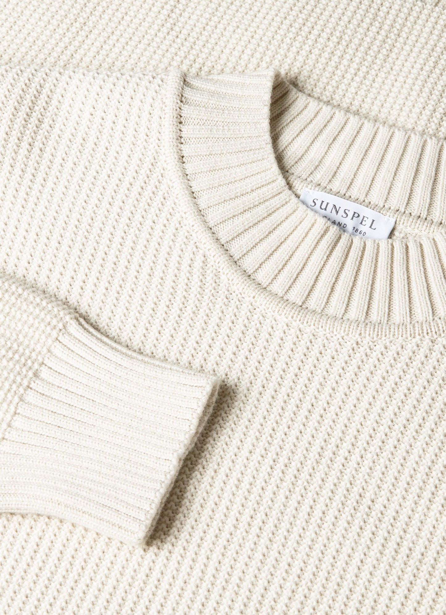 Mens Cotton Crew Neck Jumper In Ecru Mjum8302 Whif