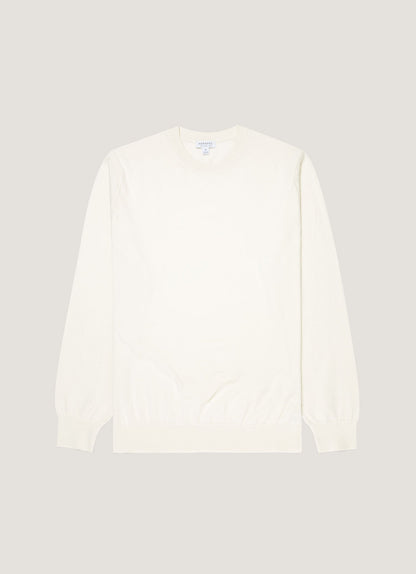 Mens Lightweight Cotton Jumper In Ecru Mjum8314 Whcr