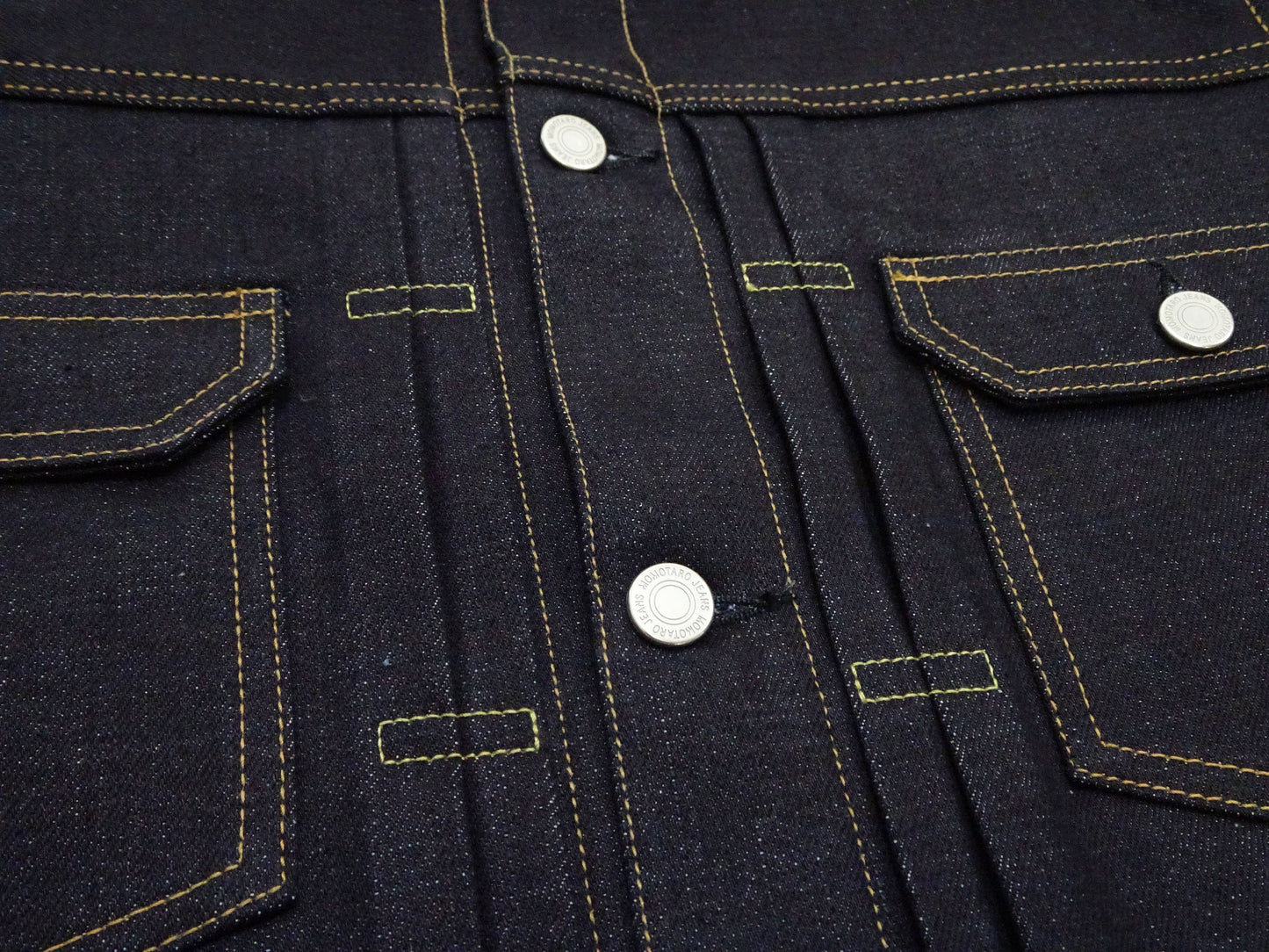 Momotaro Jeans Denim Jacket #002 Men's 1953 Type 2 Style 14.7oz. Zimbabwean Cotton Deep Indigo Denim Jean Jacket MMGJ0002 Sanforized, Unwashed Finish