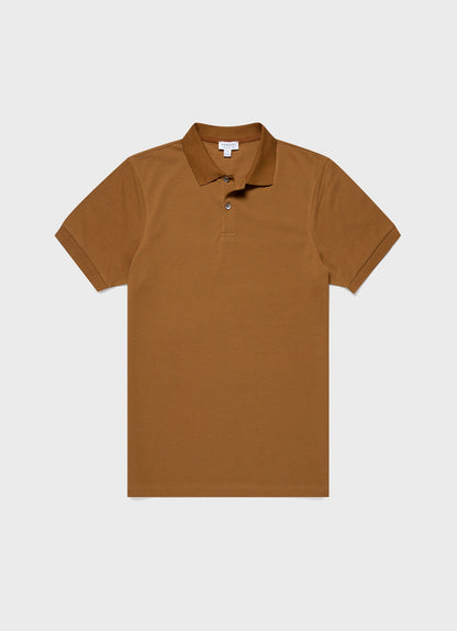 Mens Pique Polo Shirt In Golden Brown Mpol1028 Brfo