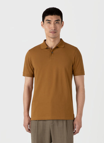 Mens Pique Polo Shirt In Golden Brown Mpol1028 Brfo