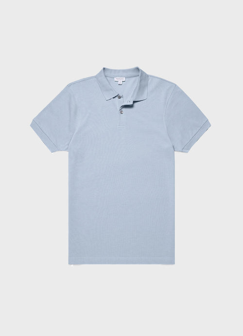 Mens Pique Polo Shirt In Smoke Blue Mpol1028 Buvc