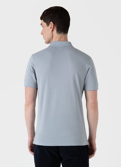 Mens Pique Polo Shirt In Smoke Blue Mpol1028 Buvc