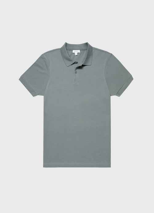 Mens Pique Polo Shirt In Smoke Green Mpol1028 Gnhp