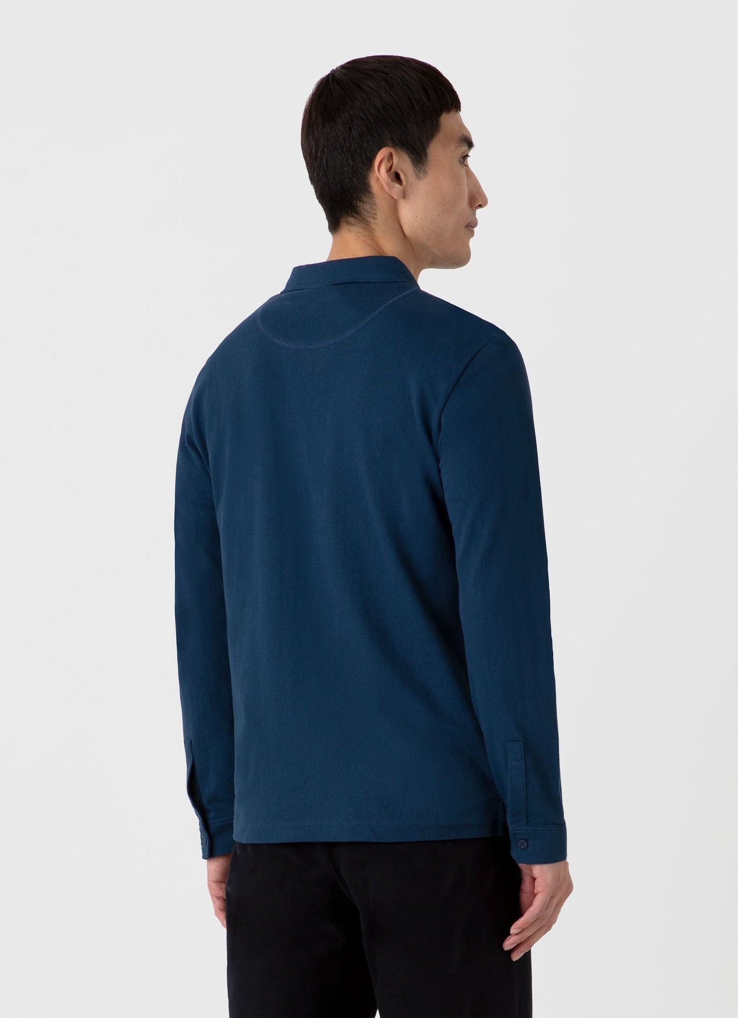 Mens Long Sleeve Riviera Polo Shirt In Naval Blue Mpol1031 Buvm