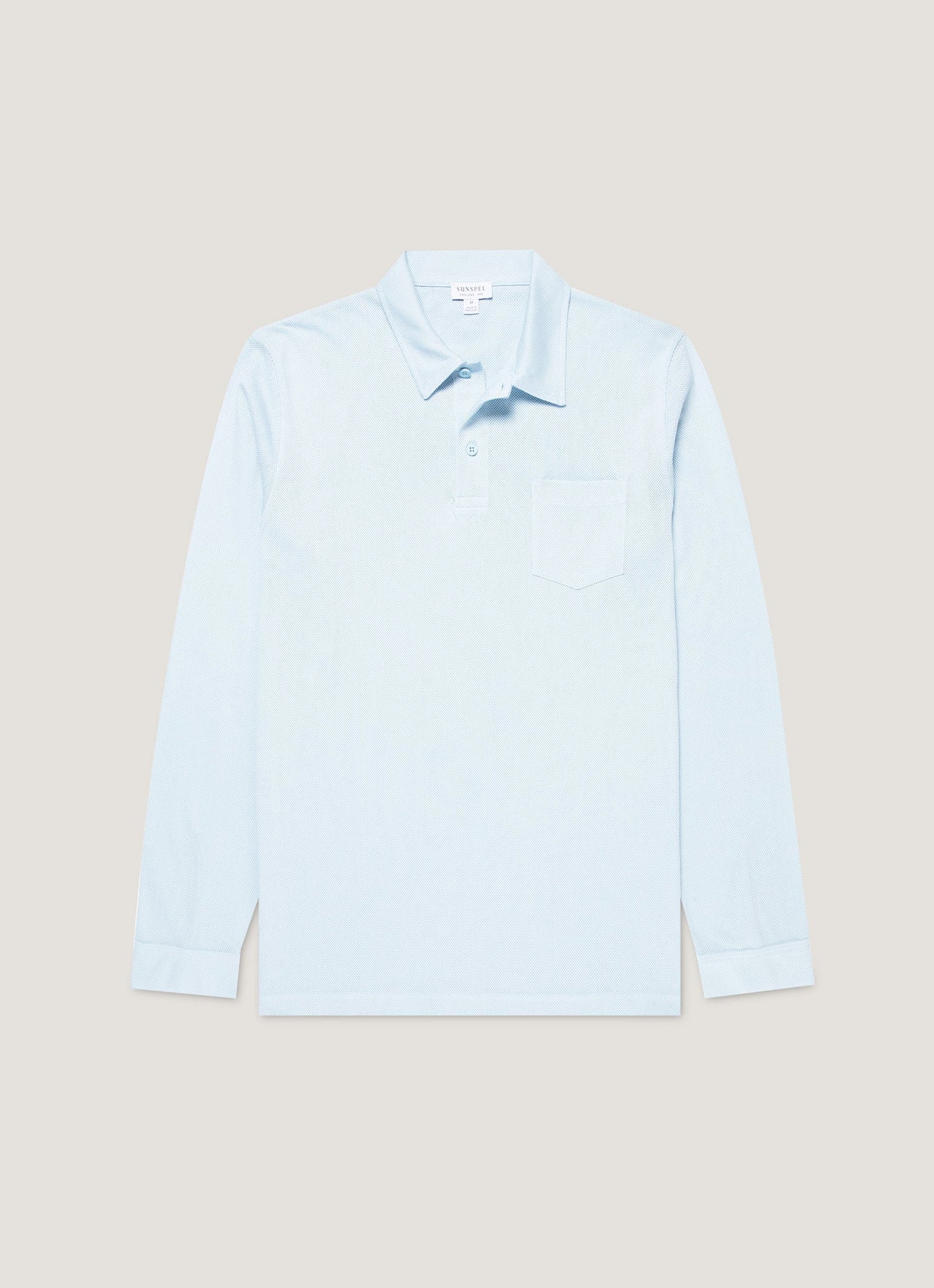 Mens Long Sleeve Riviera Polo Shirt In Frost Blue Mpol1031 Buwo