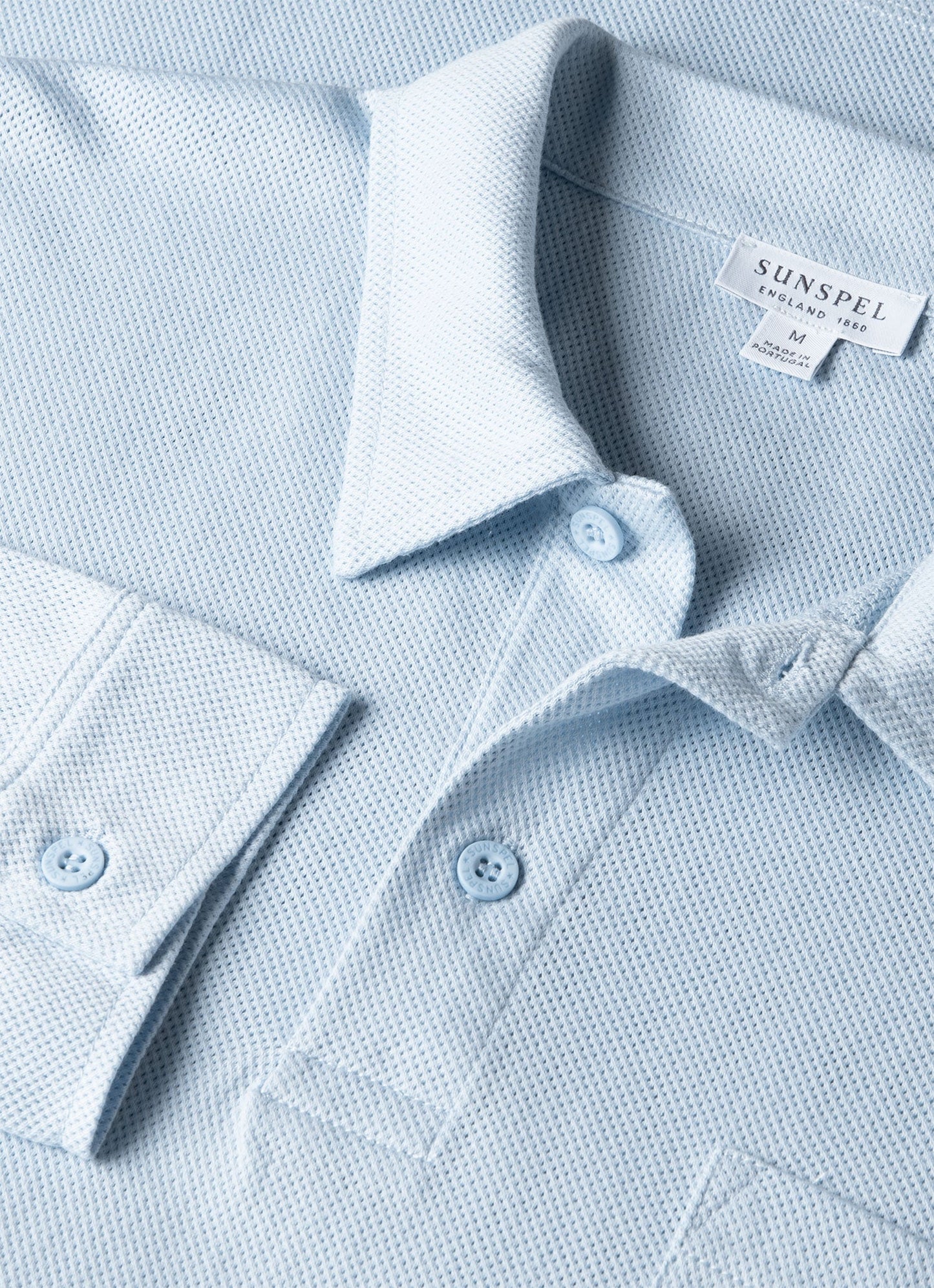 Mens Long Sleeve Riviera Polo Shirt In Frost Blue Mpol1031 Buwo