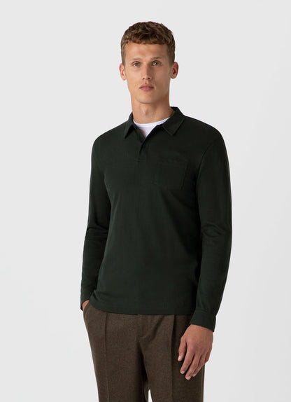 Mens Long Sleeve Riviera Polo Shirt In Holly Green Mpol1031 Gnhx