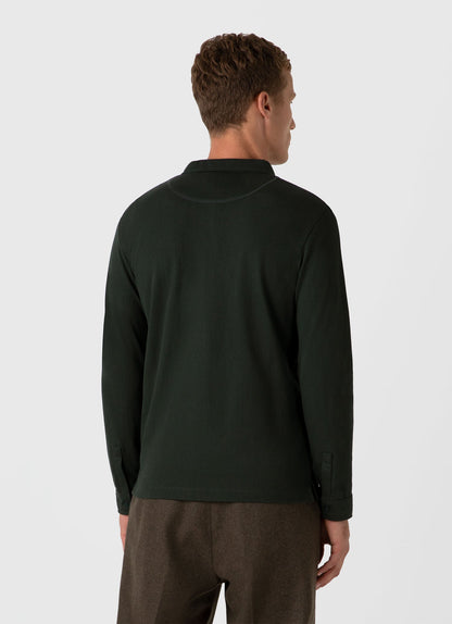 Mens Long Sleeve Riviera Polo Shirt In Holly Green Mpol1031 Gnhx
