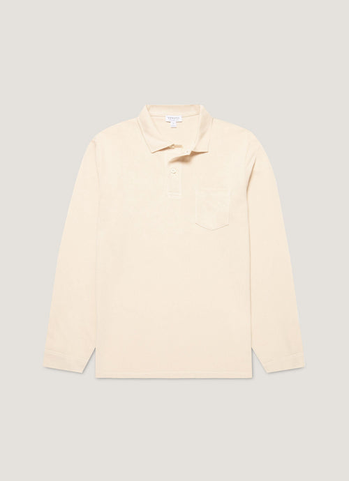 Mens Long Sleeve Riviera Polo Shirt In Undyed Mpol1031 Nuab