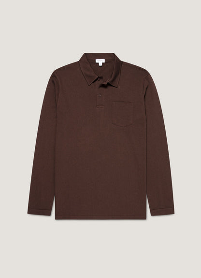 Mens Long Sleeve Riviera Polo Shirt In Bakelite Mpol1031 Rdel