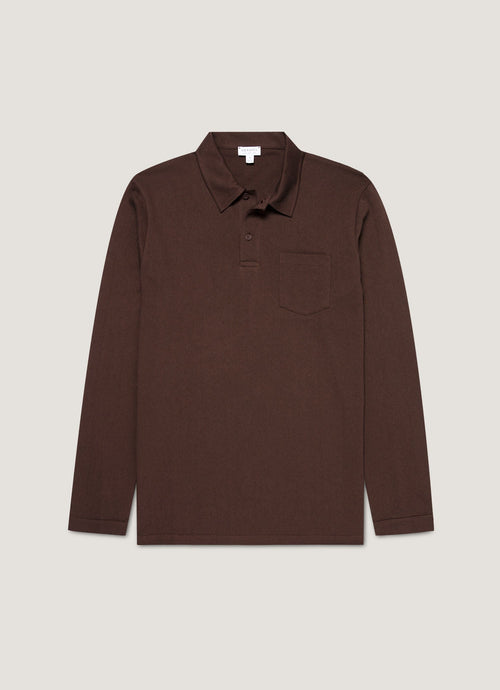 Mens Long Sleeve Riviera Polo Shirt In Bakelite Mpol1031 Rdel