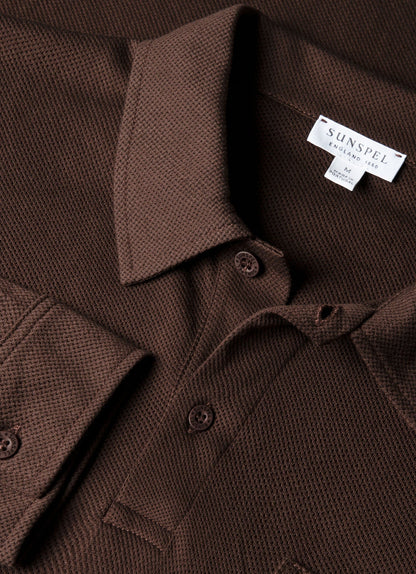 Mens Long Sleeve Riviera Polo Shirt In Bakelite Mpol1031 Rdel
