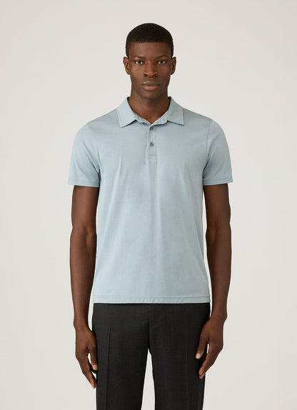 Mens Classic Jersey Polo Shirt In Stone Blue Mpol1052 Buwt