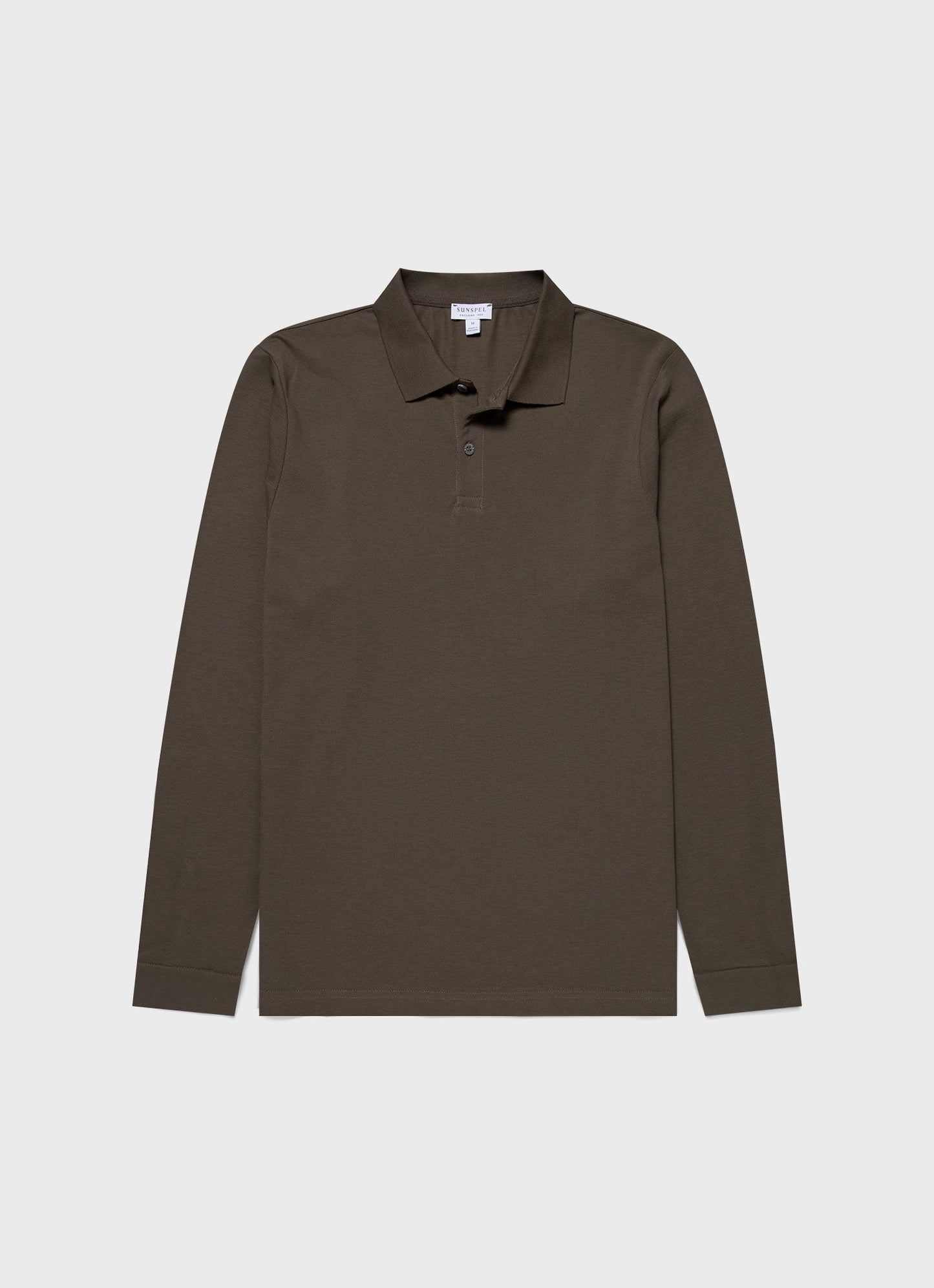 Mens Long Sleeve Pique Polo Shirt In Khaki Mpol1065 Gngy