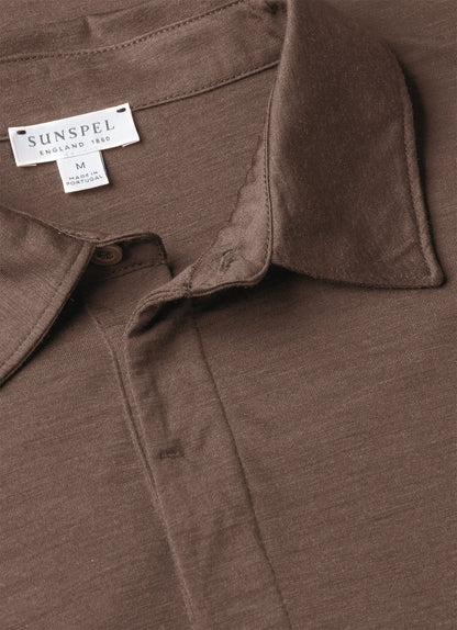 Mens Long Sleeve Ultrafine Merino Polo Shirt In Sandstone Mpol1075 Brfc