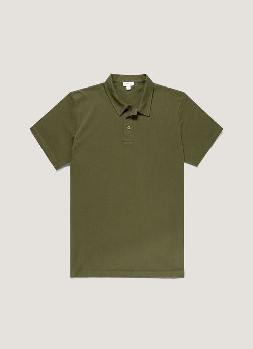 Mens Regular Fit Riviera Polo Shirt In Deep Olive Mpol1076 Gniz