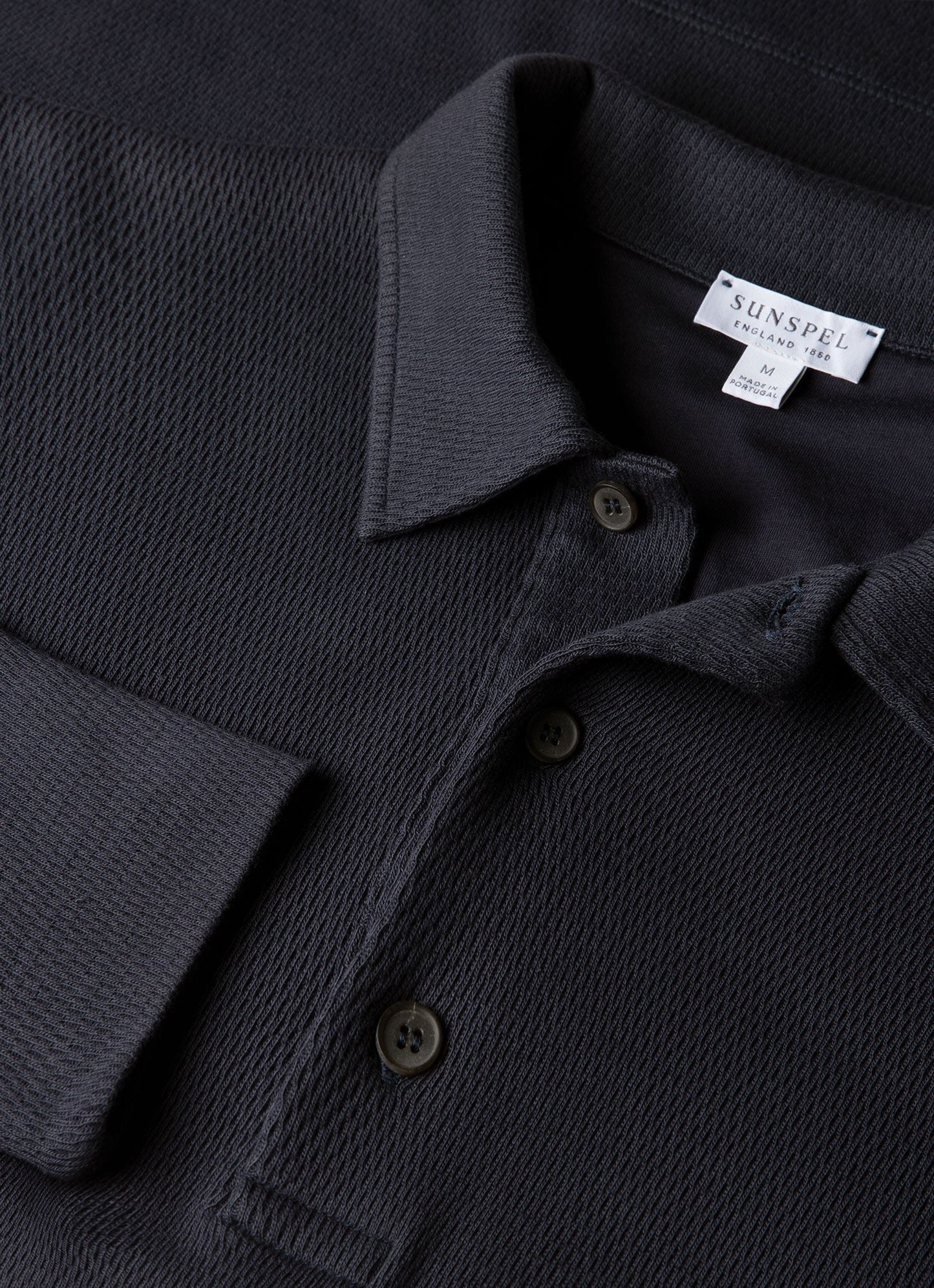 Mens Long Sleeve Cellulock Polo Shirt In Navy Mpol1077 Buaa