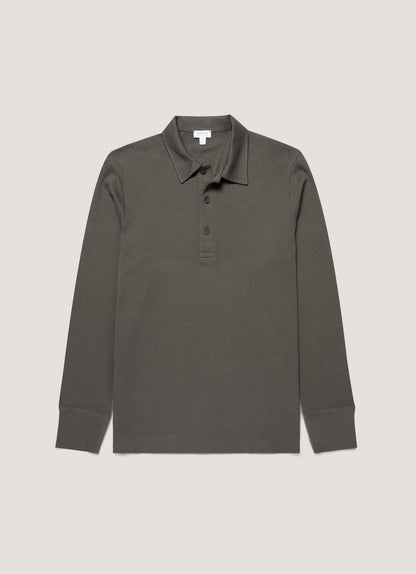 Mens Long Sleeve Cellulock Polo Shirt In Charcoal Mpol1077 Gyab