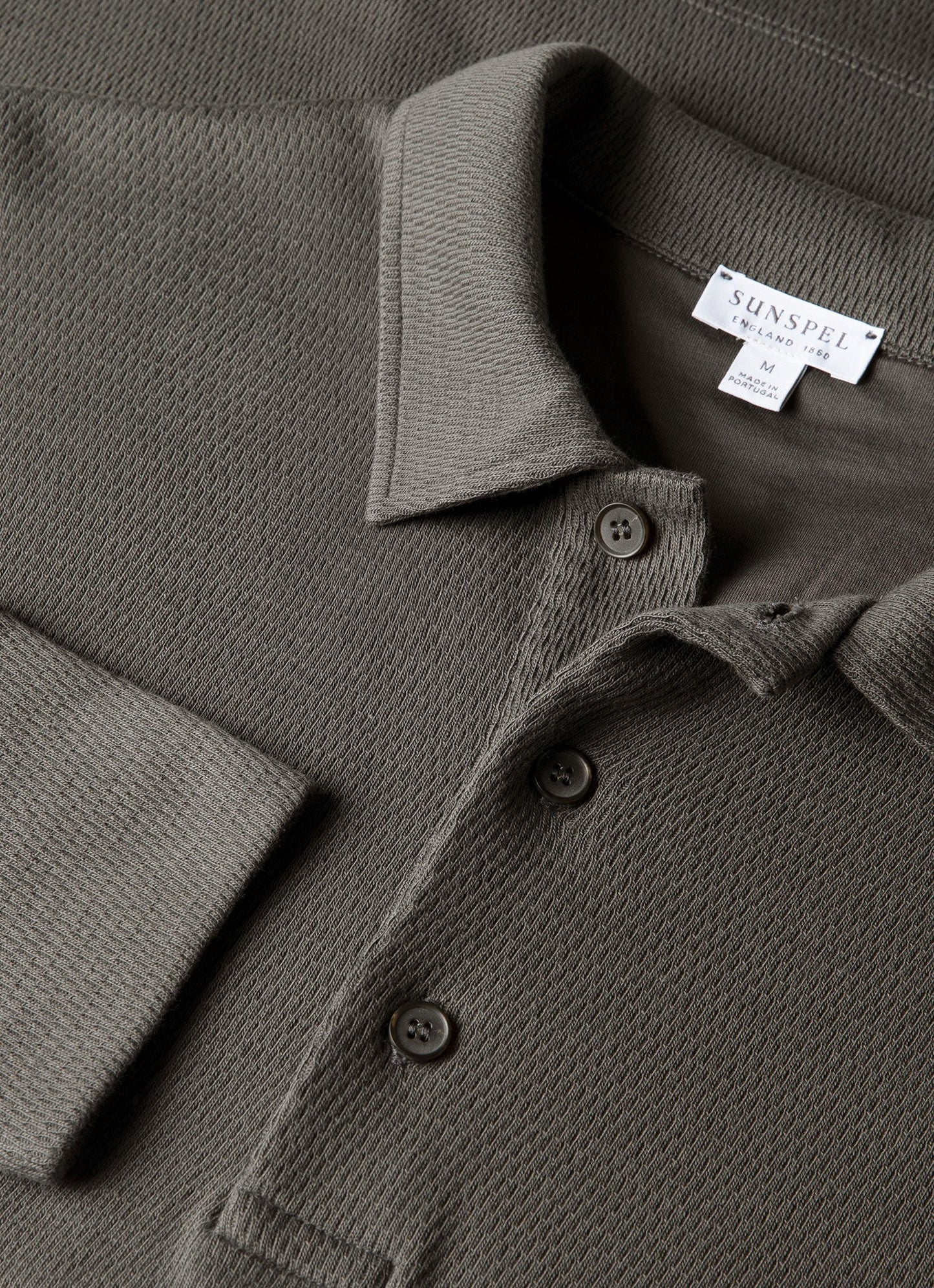 Mens Long Sleeve Cellulock Polo Shirt In Charcoal Mpol1077 Gyab