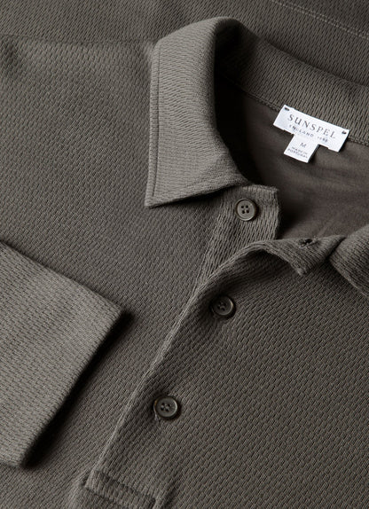 Mens Long Sleeve Cellulock Polo Shirt In Charcoal Mpol1077 Gyab