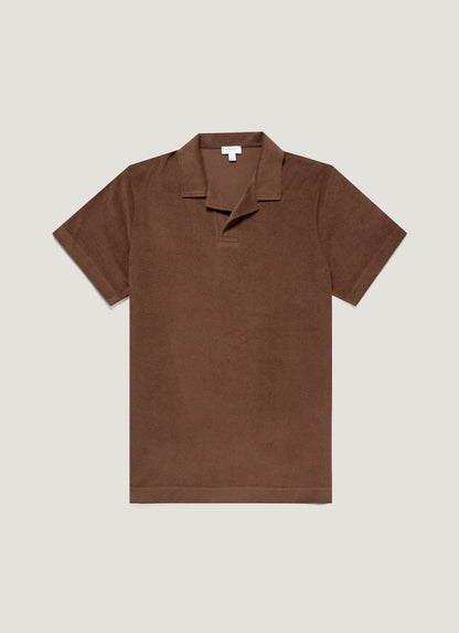 Mens Towelling Polo Shirt In Dark Walnut Mpol1574 Brgw