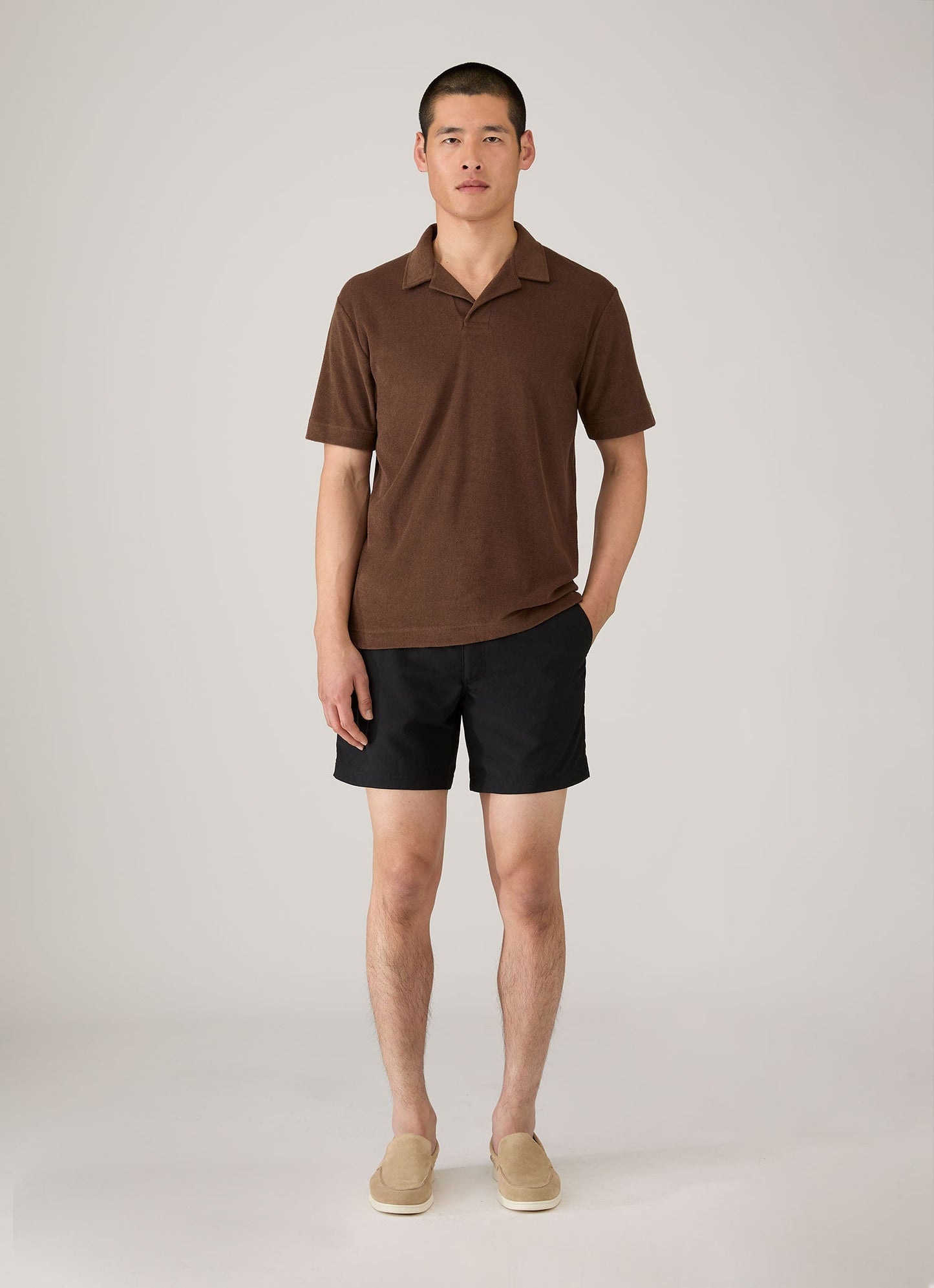 Mens Towelling Polo Shirt In Dark Walnut Mpol1574 Brgw