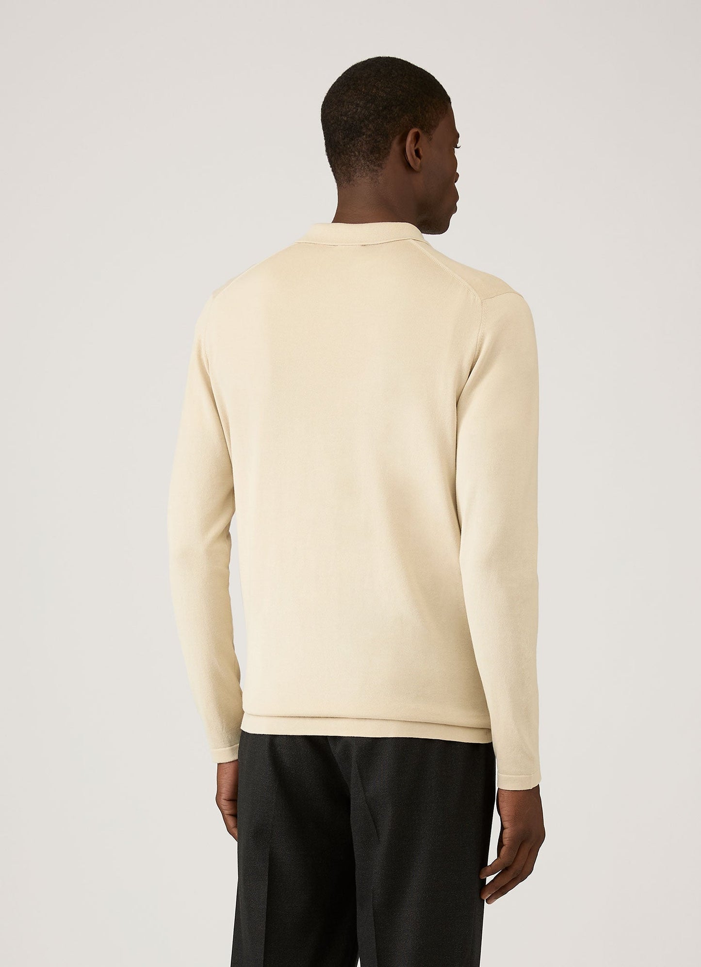 Mens Long Sleeve Sea Island Cotton Knit Polo Shirt In Hazelwood Mpol8047 Brgt