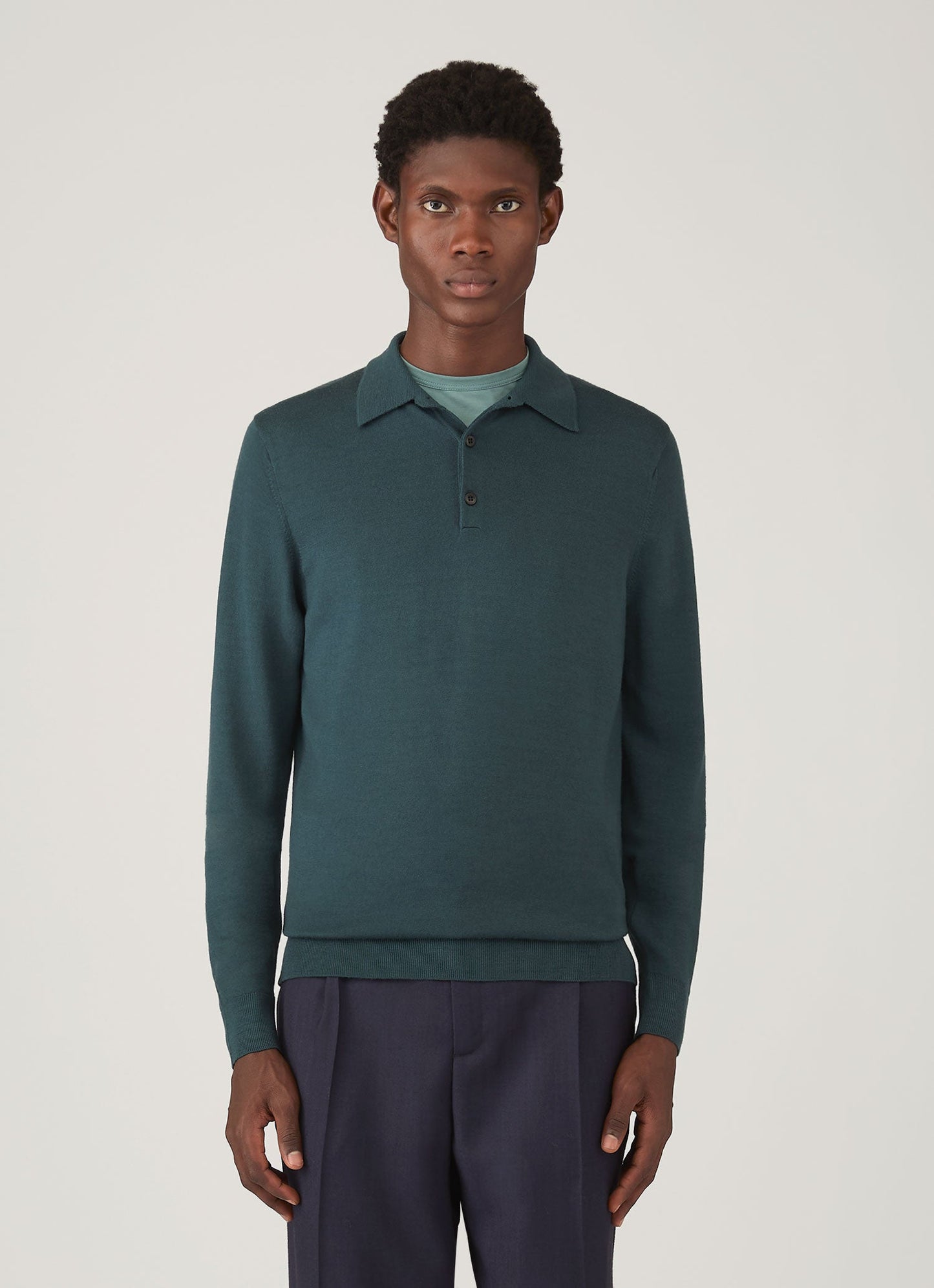 Mens Extrafine Merino Polo Shirt In Dark Petrol Mpol8092 Gnit
