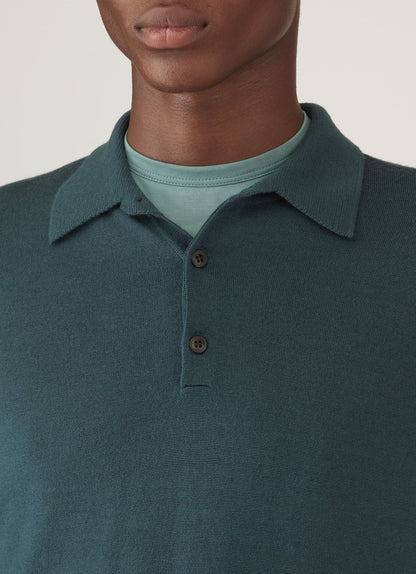 Mens Extrafine Merino Polo Shirt In Dark Petrol Mpol8092 Gnit