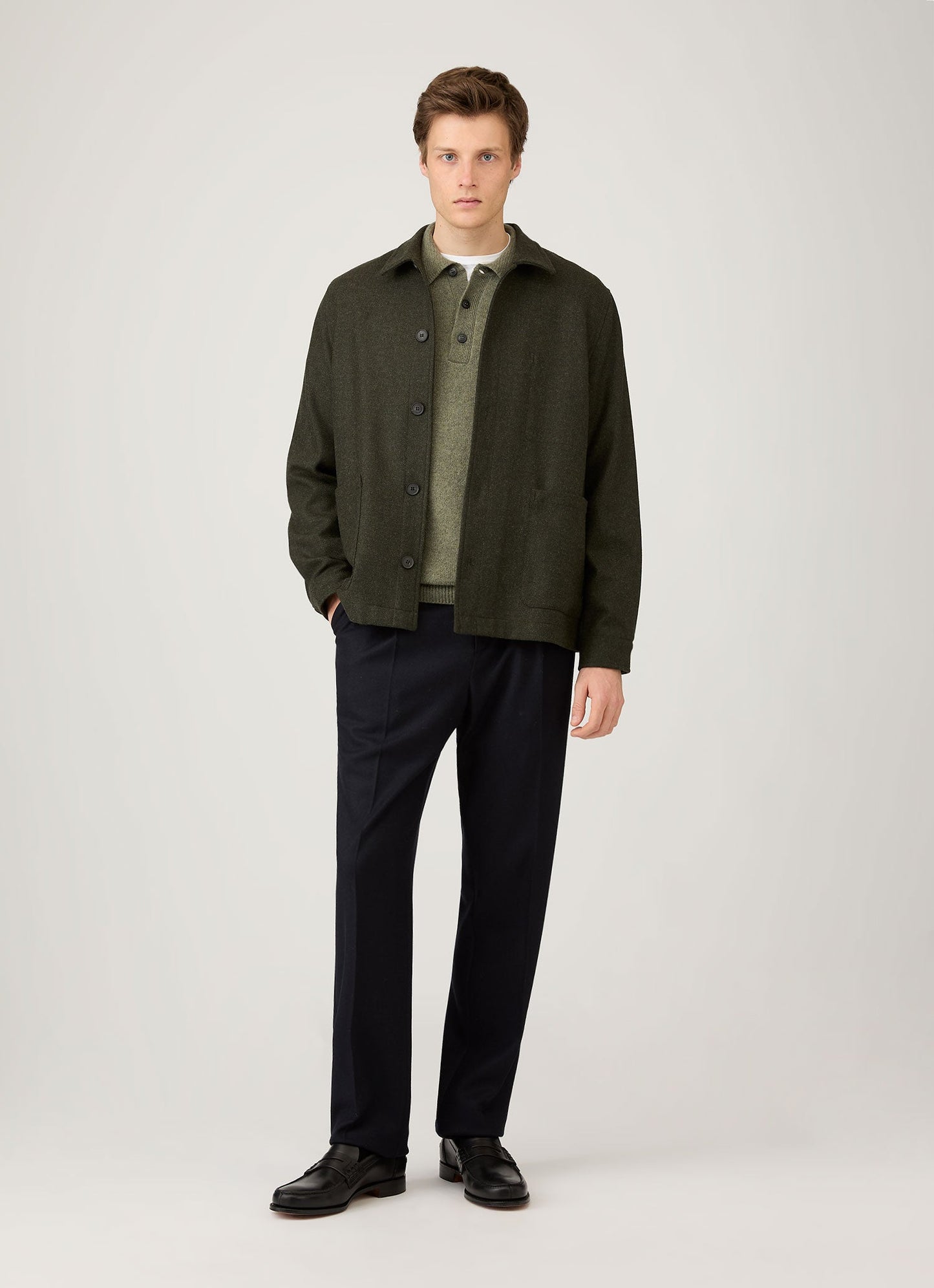 Mens Lambswool Polo Shirt In Sea Moss Mpol8188 Gnim