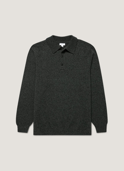 Mens Lambswool Polo Shirt In Dark Green Twist Mpol8188 Gnip