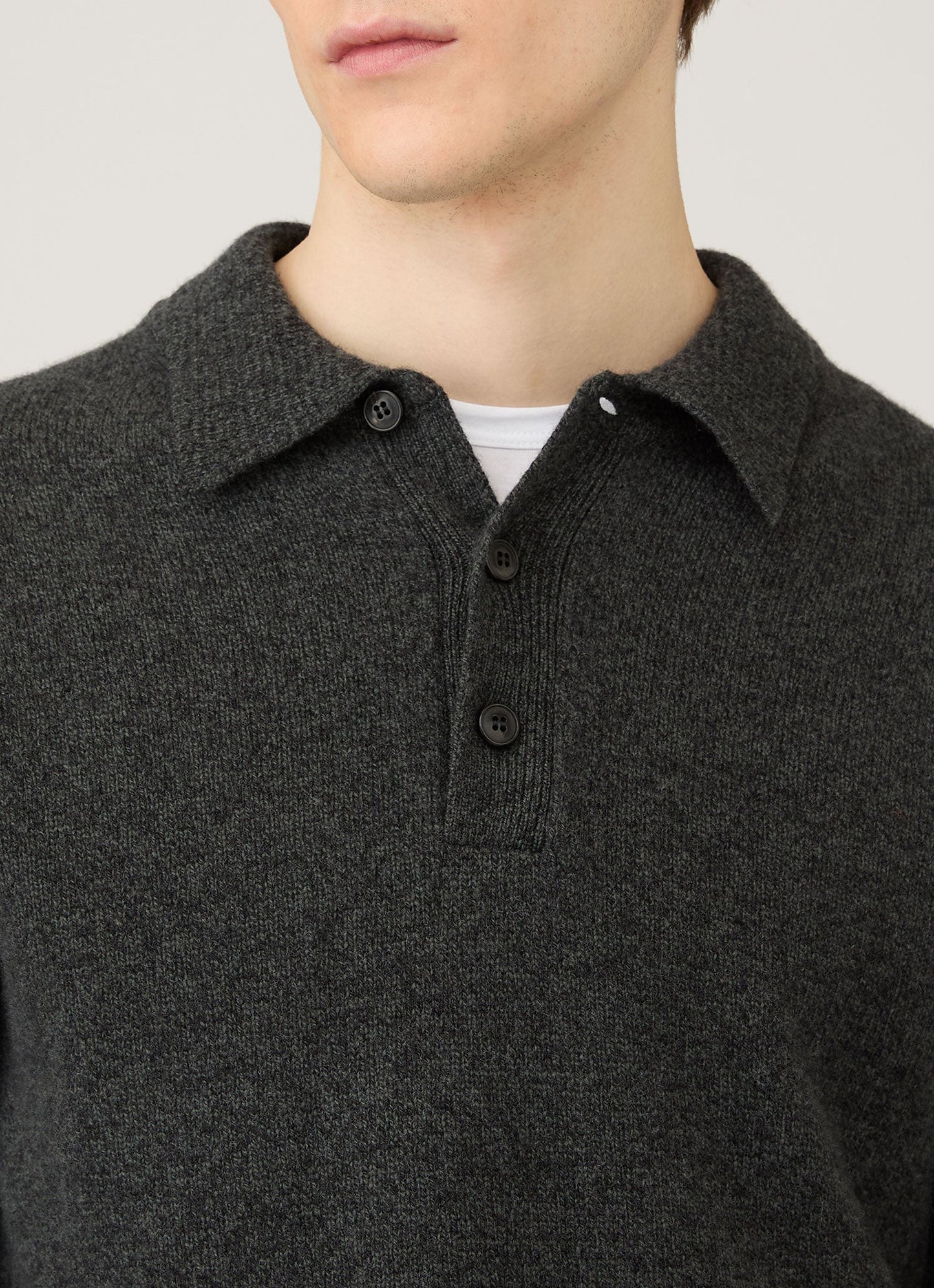 Mens Lambswool Polo Shirt In Dark Green Twist Mpol8188 Gnip