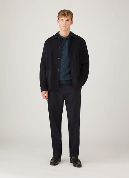 Mens Lambswool Polo Shirt In Dark Petrol Twist Mpol8188 Gniv