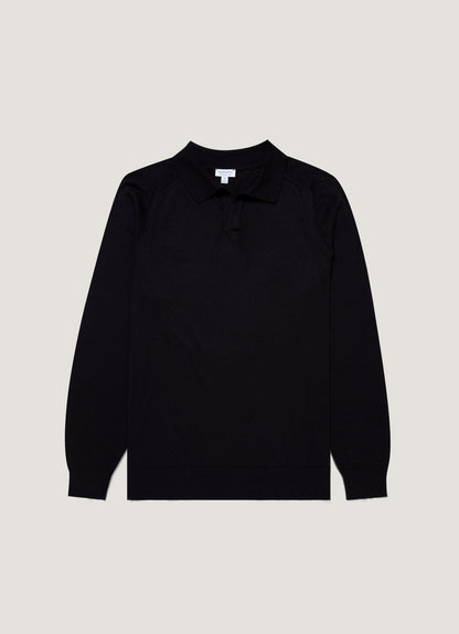 Mens Sea Island Cashmere Polo Shirt In Black Mpol8204 Bkaa