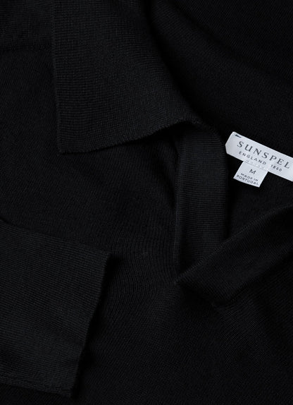 Mens Sea Island Cashmere Polo Shirt In Black Mpol8204 Bkaa