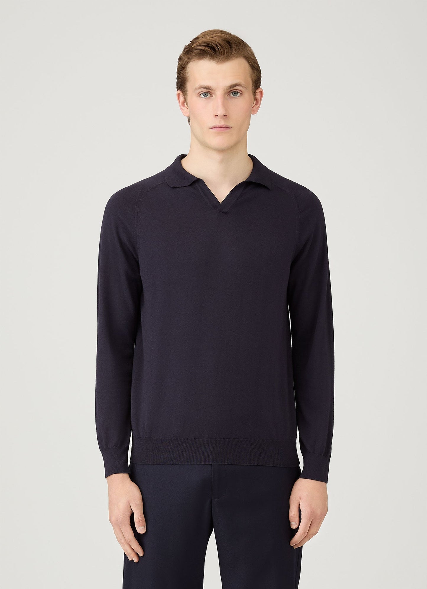 Mens Sea Island Cashmere Polo Shirt In Midnight Navy Mpol8328 Buvn