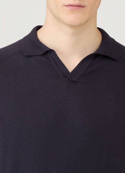 Mens Sea Island Cashmere Polo Shirt In Midnight Navy Mpol8328 Buvn