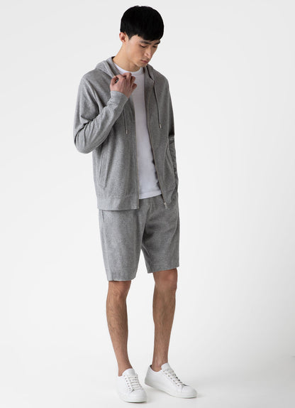 Towelling Short In Grey Melange