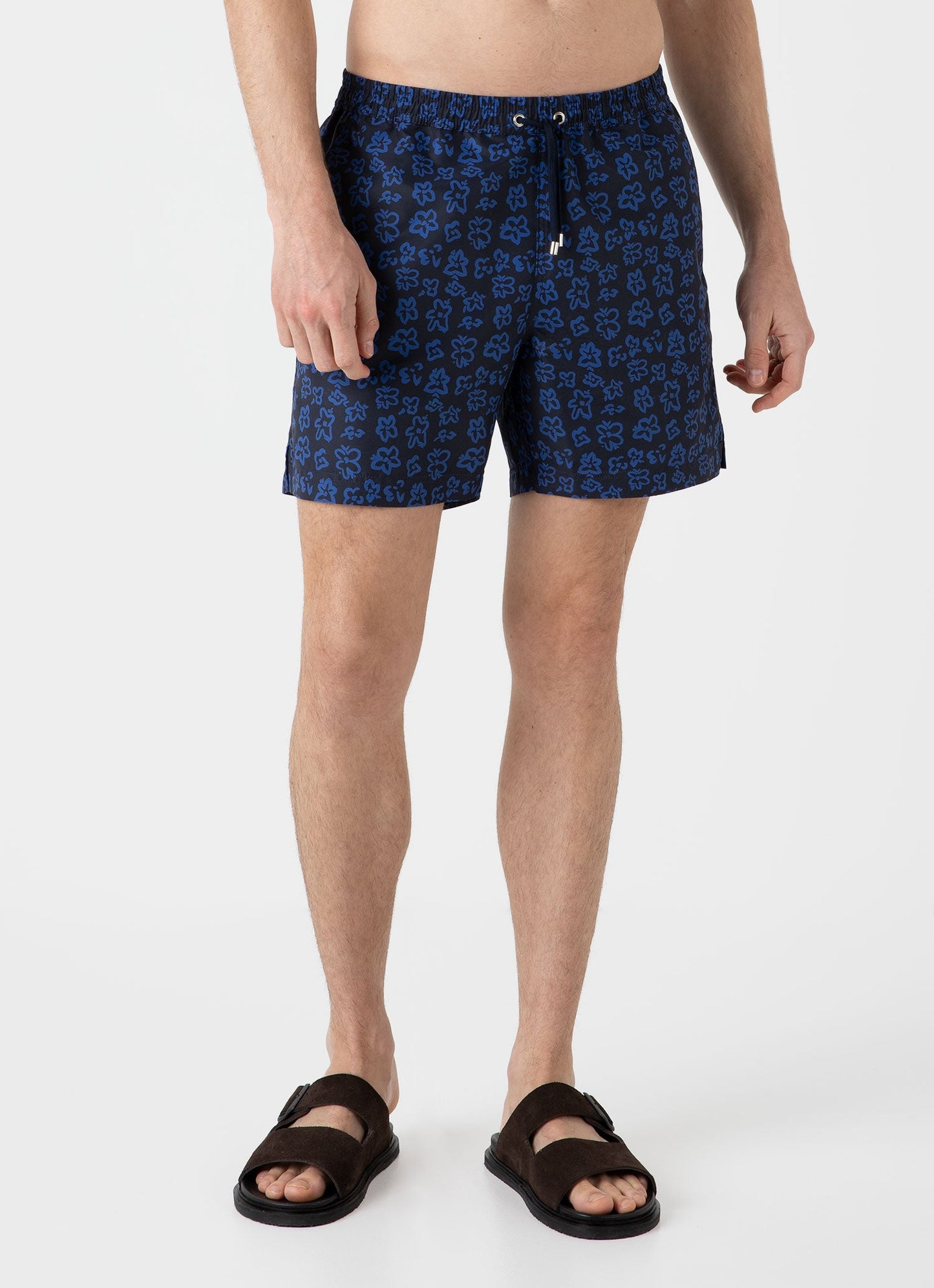 Mens Drawstring Swim Short In Painted Flower Print Mshr3705P Buvf