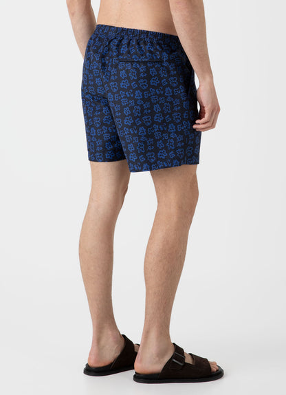 Mens Drawstring Swim Short In Painted Flower Print Mshr3705P Buvf