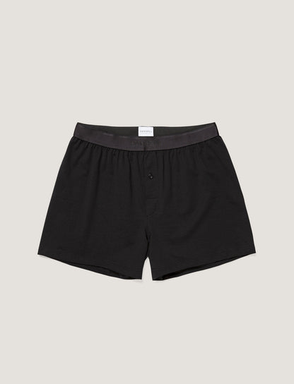 Mens Superfine Cotton One Button Shorts In Black