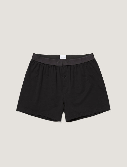 Mens Superfine Cotton One Button Shorts In Black